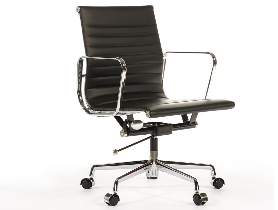 helder niezen terugbetaling Eames EA117 - Low Back Thin Pad - Ripped - Black Leather Office Chair -  Interior-Units