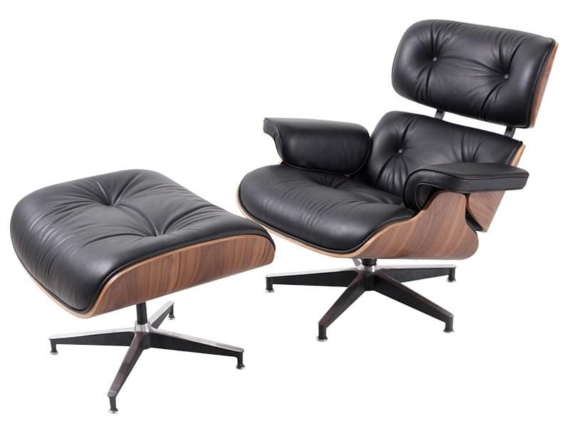Eames Inspired Walnutwood Lounge Chair and Ottoman
