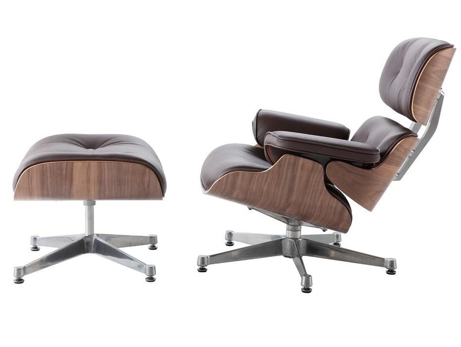 Eames Inspired Walnutwood Lounge Chair Brown