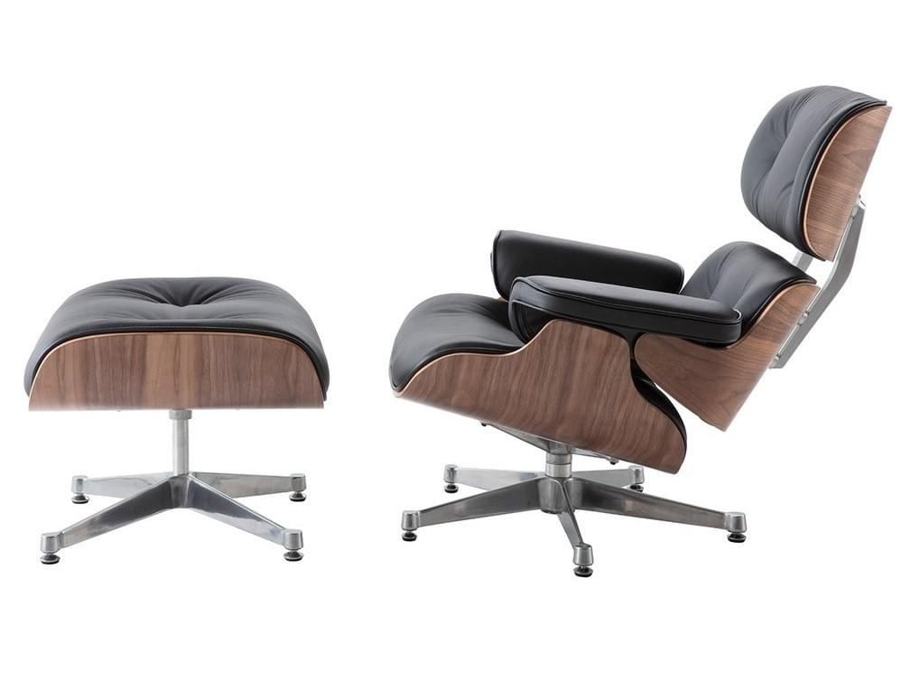 Eames Walnutwood Lounge Chair and Ottoman Black