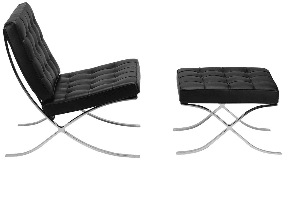 Barcelona Chair and Ottoman Inspired by Mies Van Der Rohe